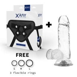 X RAY - HARNESS + CLEAR COCK WITH BALLS 15.5 CM X 3.5 CM 2